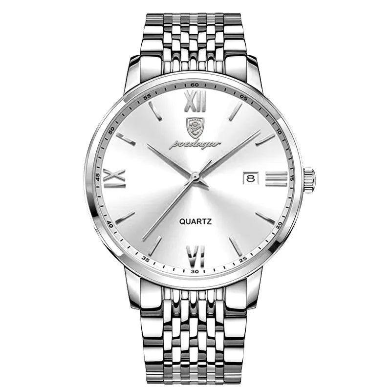 POEDAGAR Men’s Luxury Stainless Steel Quartz Watch ⌚