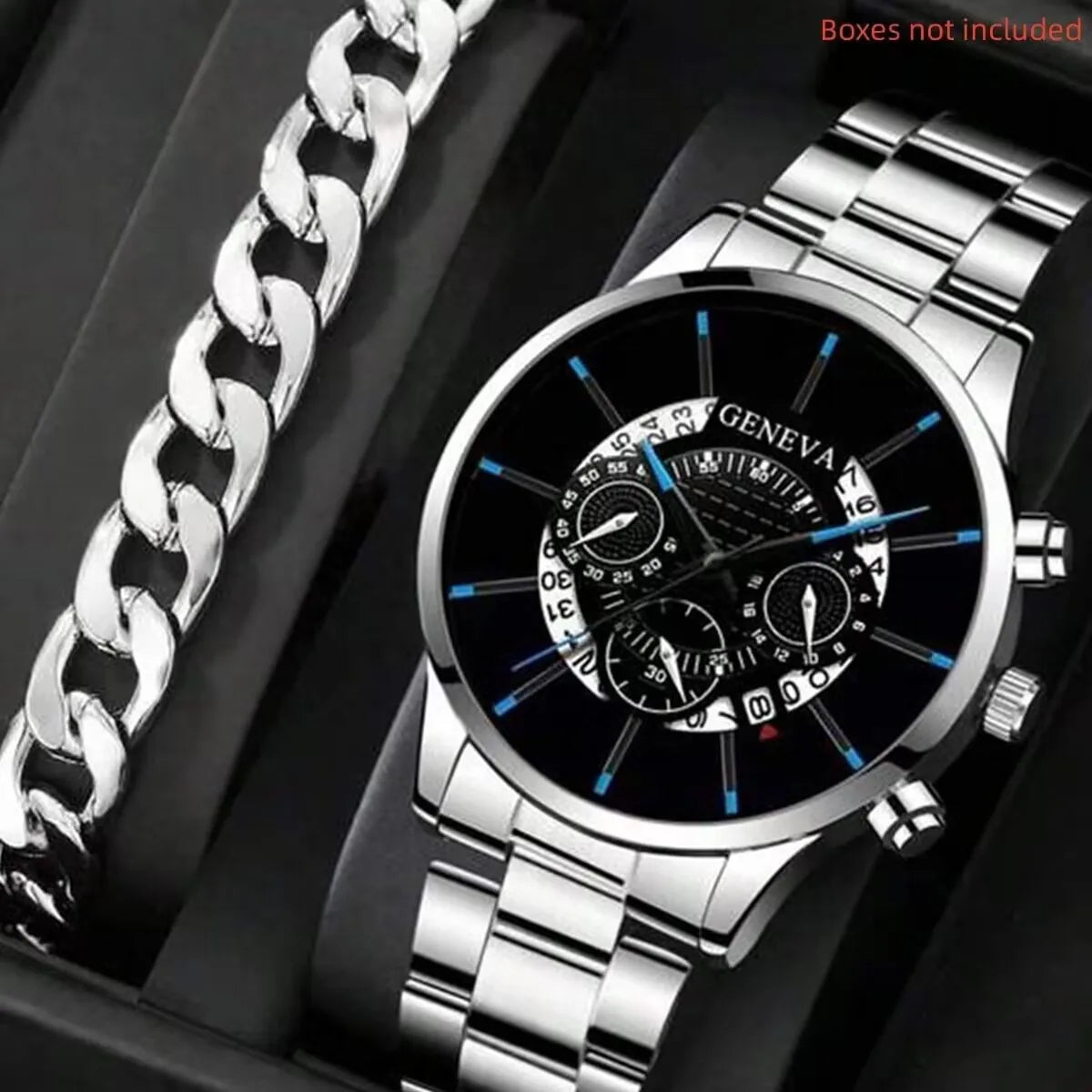 2-Pack Men’s Luxury Stainless Steel Quartz Watch ⌚