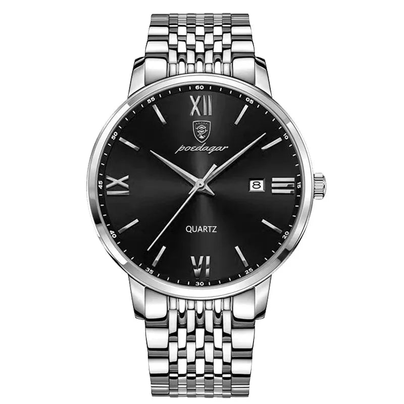 POEDAGAR Men’s Luxury Stainless Steel Quartz Watch ⌚