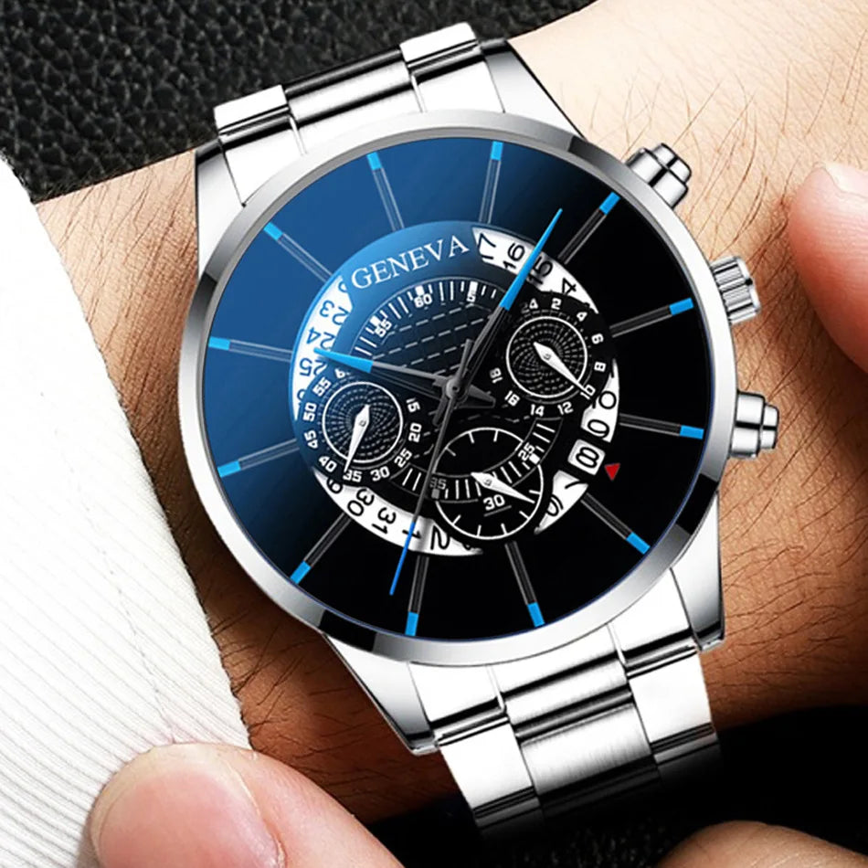 2-Pack Men’s Luxury Stainless Steel Quartz Watch ⌚