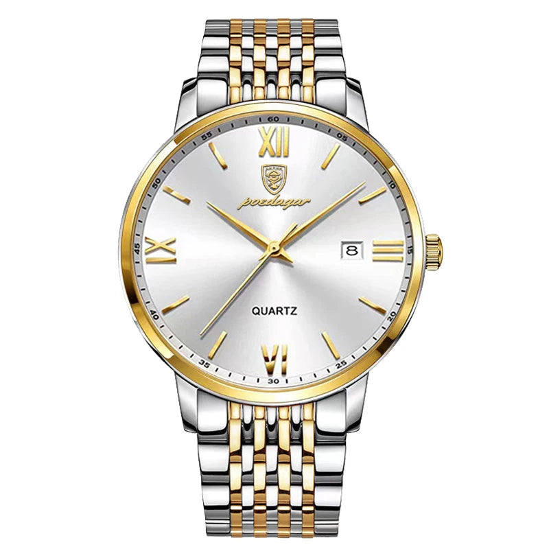 POEDAGAR Men’s Luxury Stainless Steel Quartz Watch ⌚